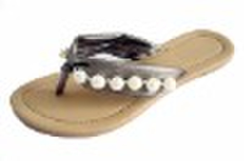 fashion lady sandals with pearl on upper strap