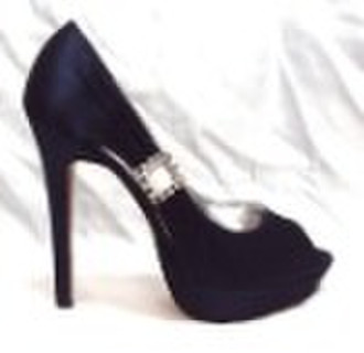 TM8286-56 navy satin high heel shoes