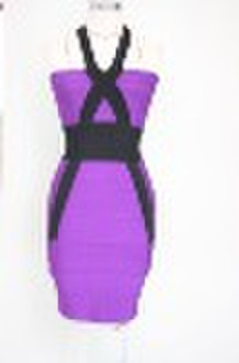 Herve Leger bowknot bandage dress purple