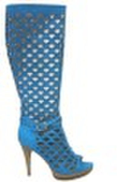 blue thigh heel lady shoes