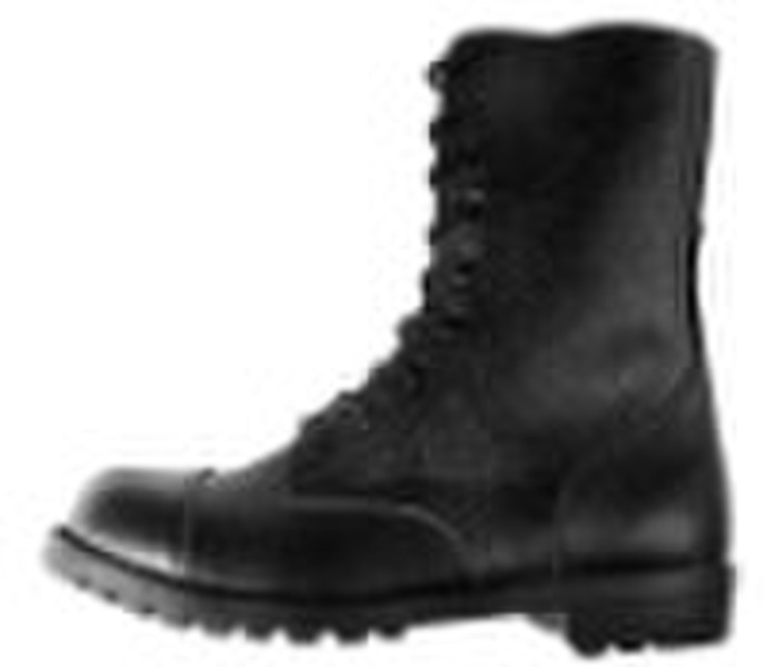 Black 10'' All Leather Army Boot with Rubb