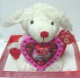 plush toy,Valentine lamb with chocolate