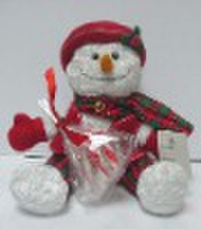 Xmas snow man  plush with candy cane