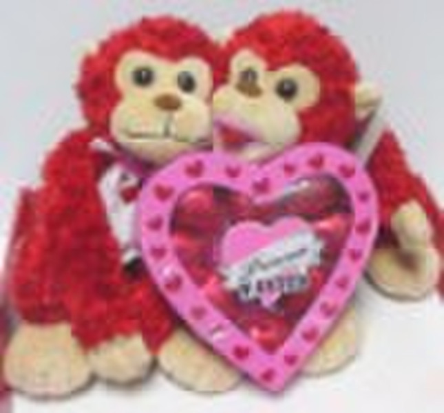 valentine kiss monkey with chocolate