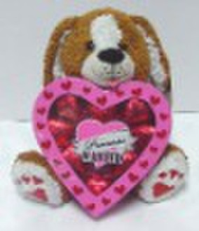 Valentine dog plush with conversation heart