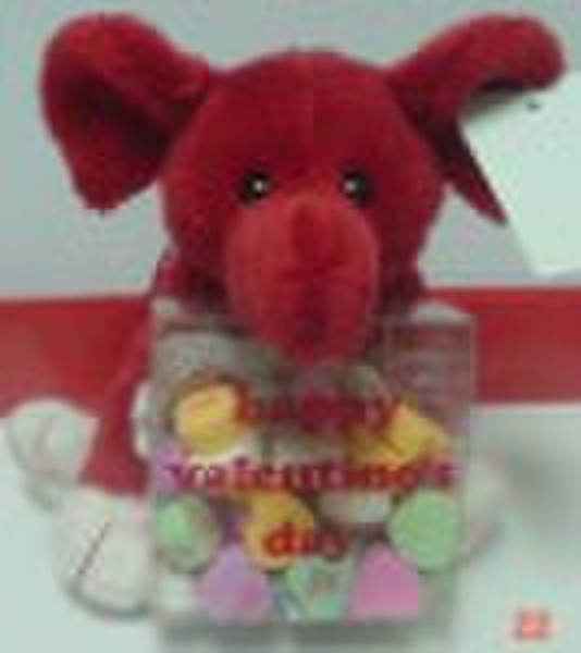 plush valentine elephant with candy