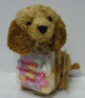 Plush valentine dogs with candy