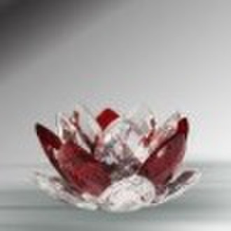 red lotus flower crystal candle holder