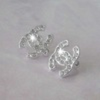 unique style Omega or French Clip Earring with rhi