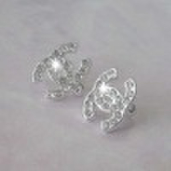 unique style Omega or French Clip Earring with rhi