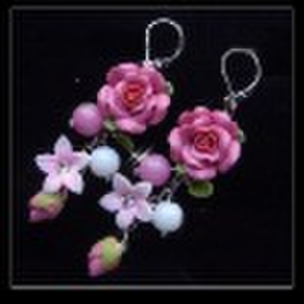 polymer clay flower earring