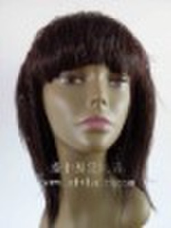Fashion ladies` machine weft remy human hair wigs