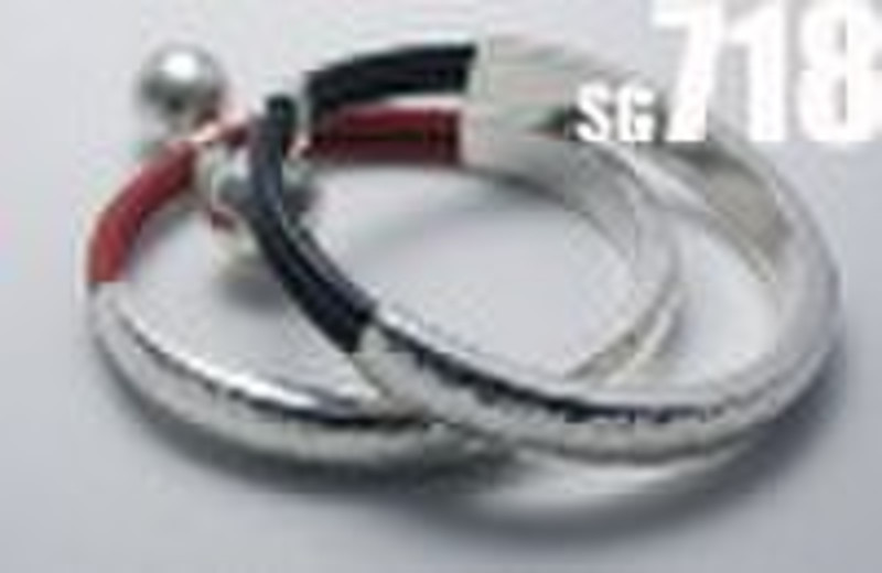 Leather Bracelet/ 925 sterling Handmade Silver Bra