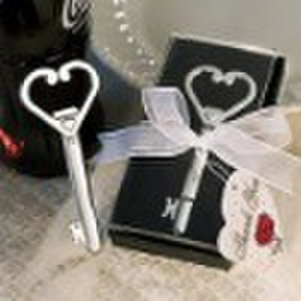 Wedding Favor-Heart Accented Key Bottle Opener