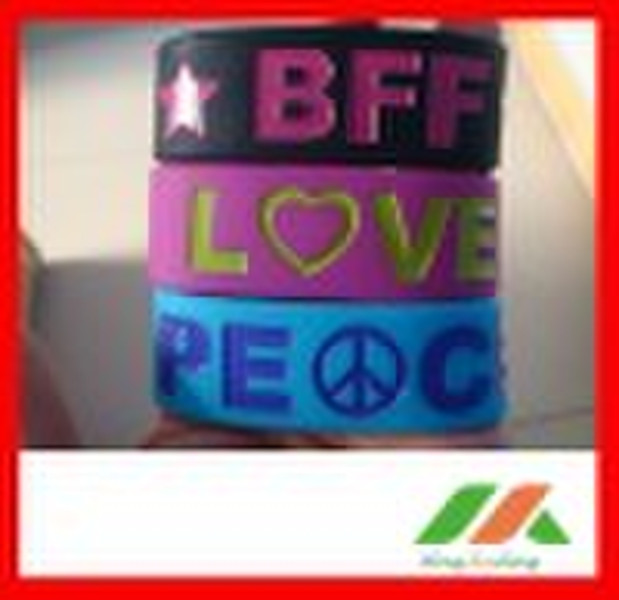 Promotional Inch width debossed silicone bracelet