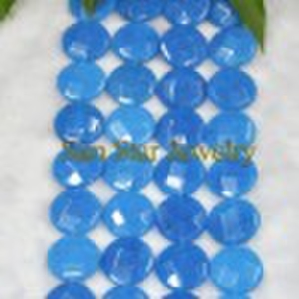 sky blue  faceted dyed jade (25mm) accept paypal