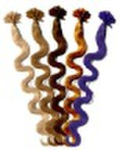 Nail hair extension,remy hair,hard/soft glue,U tip