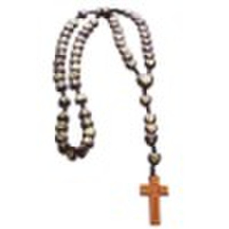 wood religious rosary