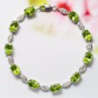 Charm 925 Silver Peridot Bracelet
