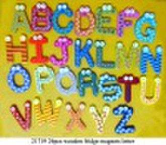 26pcs Holz Alphabet Buchstaben Kühlschrankmagnet