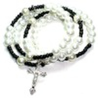 mother of pearl bead spiral wrap rosary bracelet