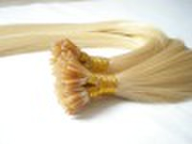 human hair extension/keratin hair/blond color/i ti