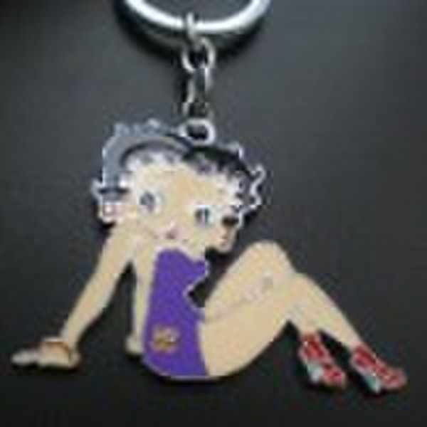 Fashion Betty boop zinc alloy keyring with cute en