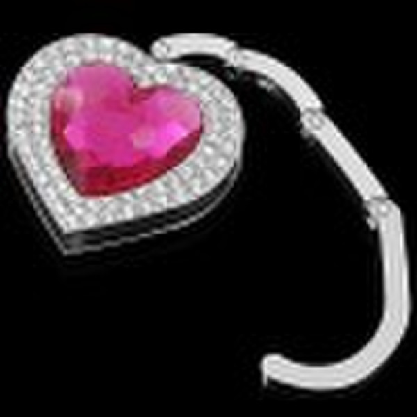 crystal heart folding handbag hook purse hanger