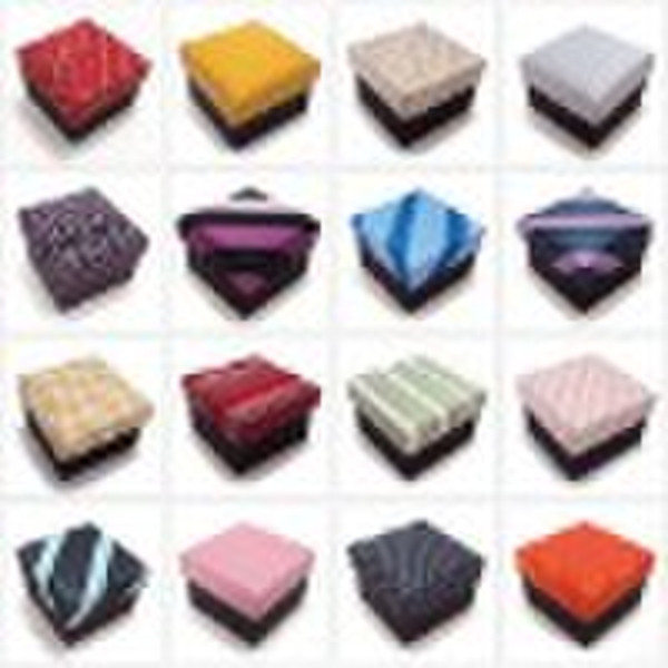 colorful fabric neckties paper box