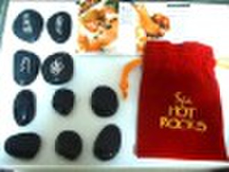 Engraved massage stone set,hot spa rocks