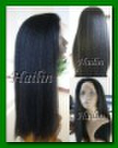 20inch color 1# Kinky straight Human hair wig