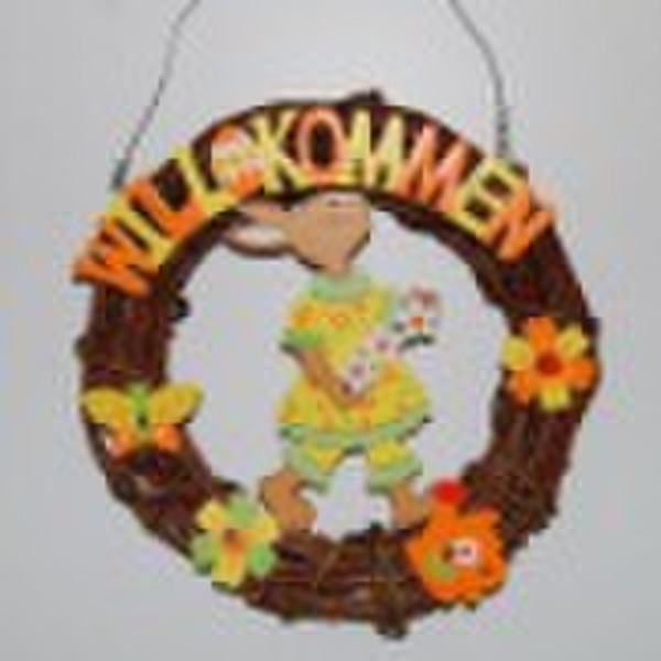 Easter rattan wreath decoration