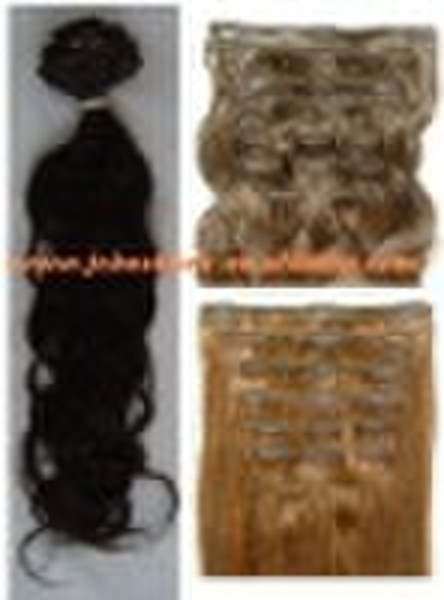 Wholesale: 100% High Quality Human Hair Clip-in Ha