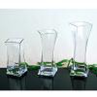 High clear glass vase with twisting shape