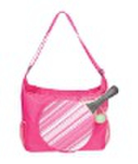 beach bag with rackets and ball