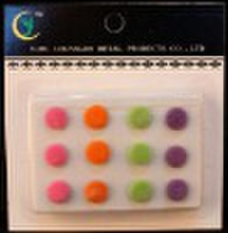 Fabric round brad - pink, orange, purple, green