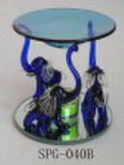 blue elephants glod plated glass incense oil heate