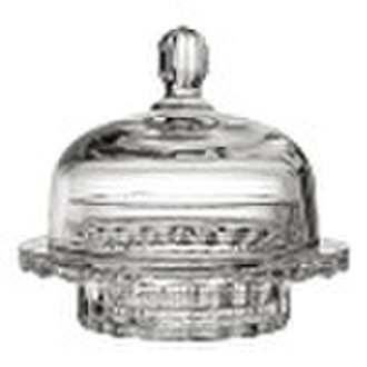 clear glass butter dish