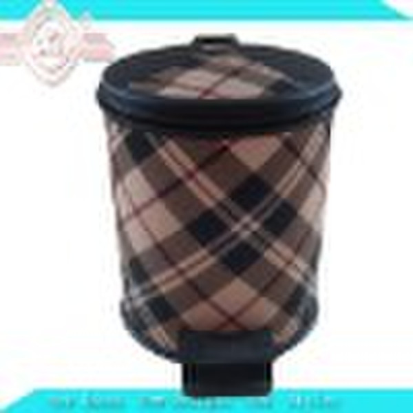 Round Leather Printed Pattern Waste Basket