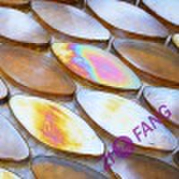 Iridescent Bernstein Glasmosaik Ovals (ZM563)