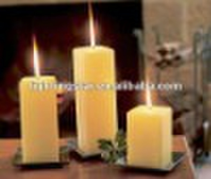 colorful christmas pillar candle with metal lacque
