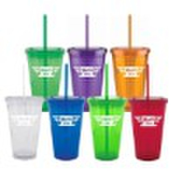 Double Wall Acryl Tumbler mit Stroh