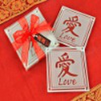 Wedding Coaster / Decoration Love Glass Coaster
