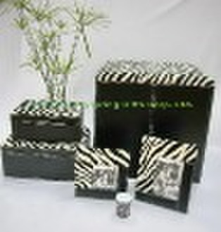 Zebra Pattern Fabric with Imitation Leather storag