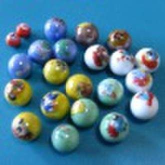 solid glass marbles with single side printing