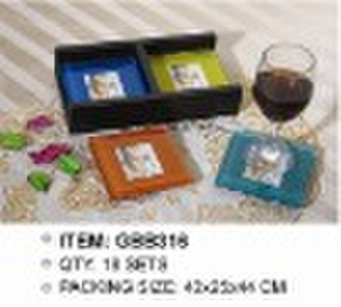 colored glass photo coaster