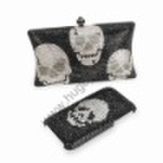 crystal fashion handbag with skull design