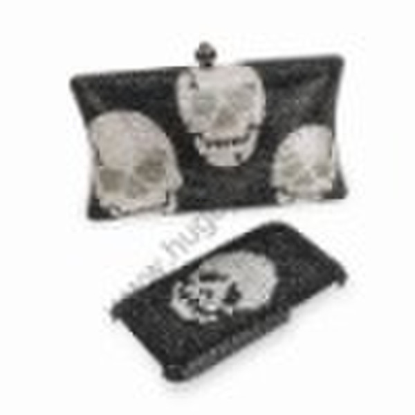 crystal fashion handbag with skull design