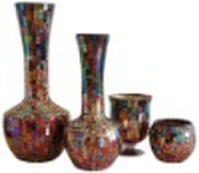 mosaic glass candle holder and  vase
