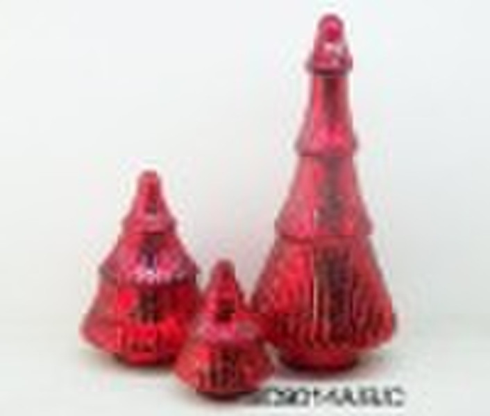 RED GLASS CHRISTMAS TREE